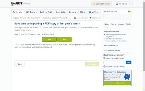 TaxACT PDF import