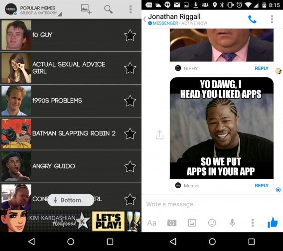 Meme app for Facebook Messenger