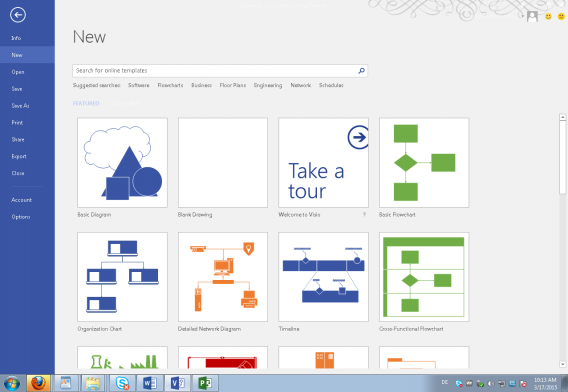 Vision templates provided in Getting Started experience