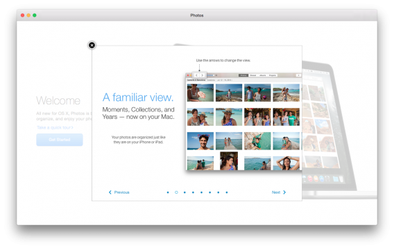 Photos for Mac welcome screen