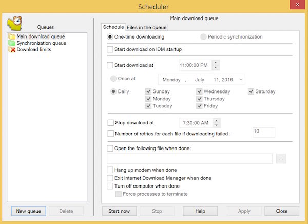 Internet Download Manager - Scheduler