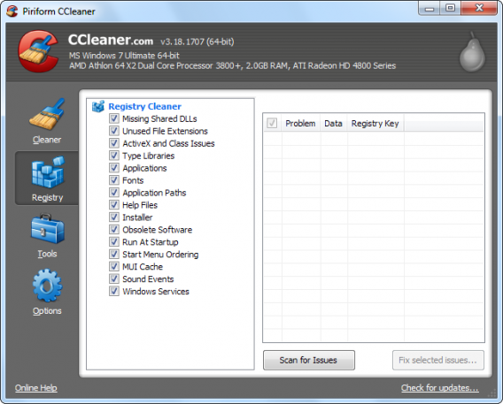 Registry cleaner