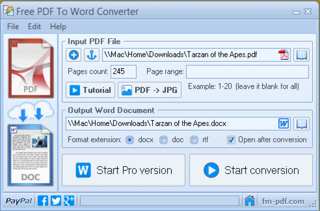 Free PDF to Word Converter Screenshot