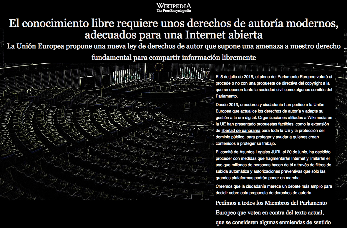 Wikipedia shutdown to protest EU reform