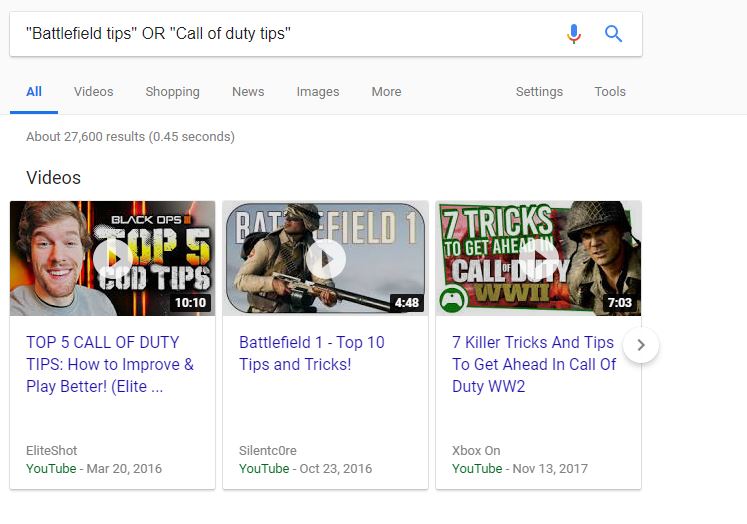search for two phrases