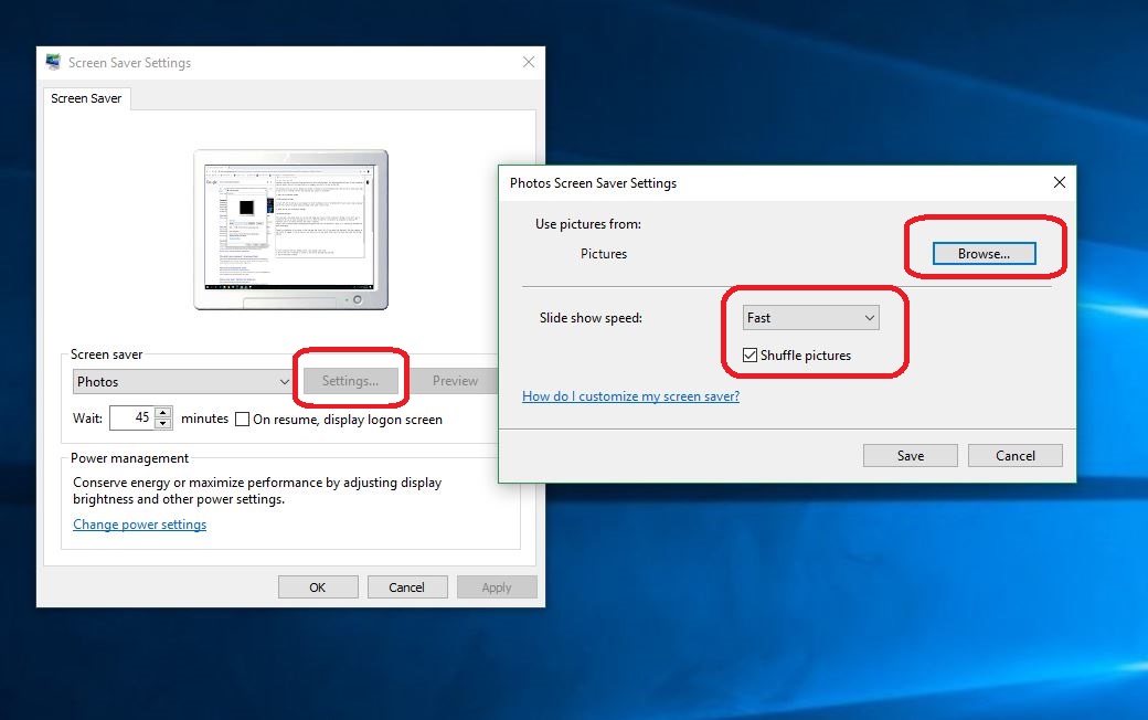 Set your screensaver settings
