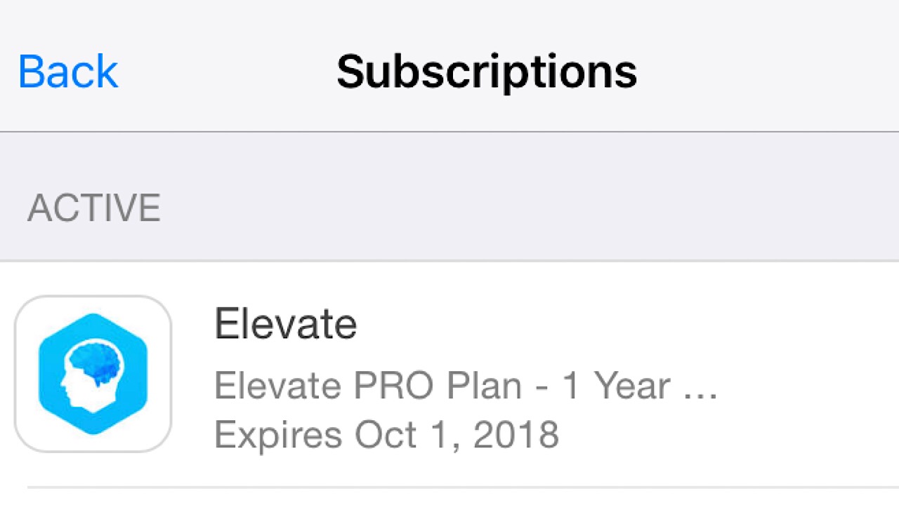 elevate cancel screenshot