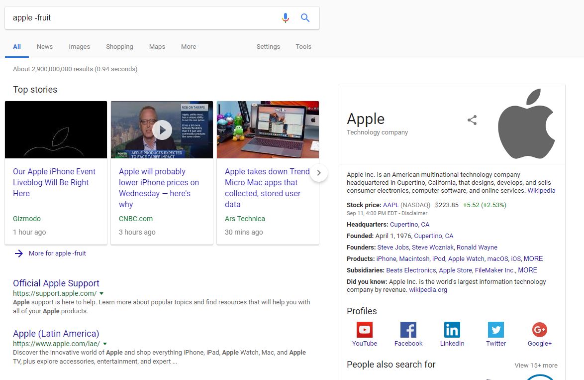 eliminate words from your search