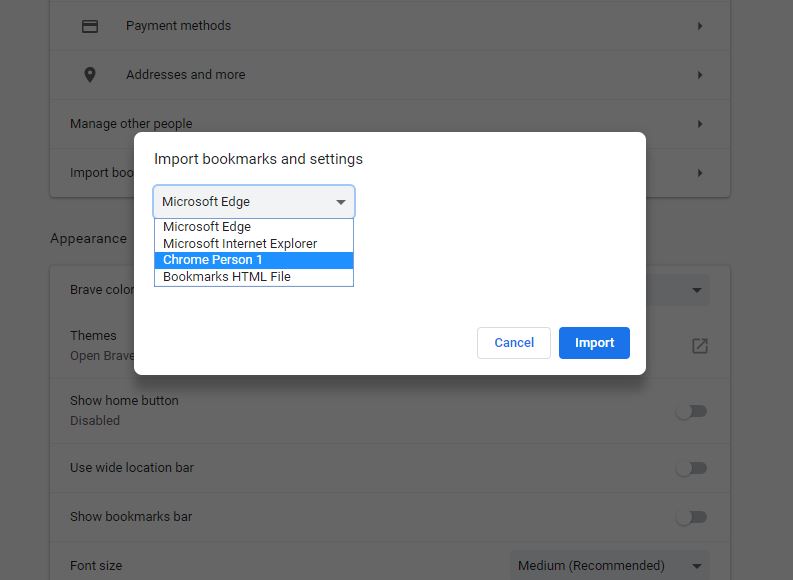 Import your files and bookmarks from any browser you like