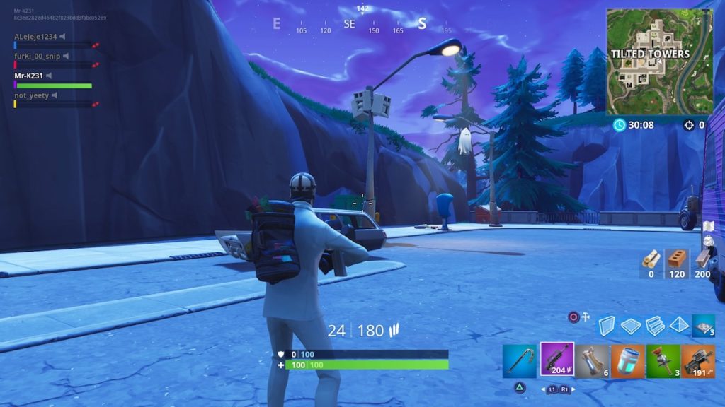 tilted towers streetlight spotlight fortnite