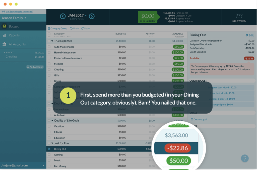 YNAB home screenshot