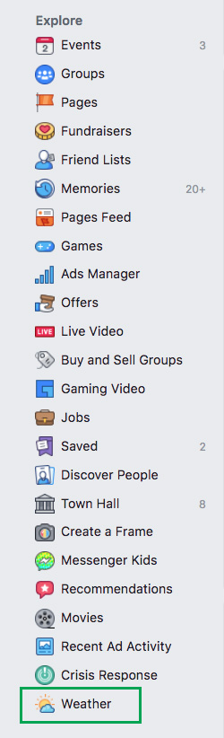 facebook weather