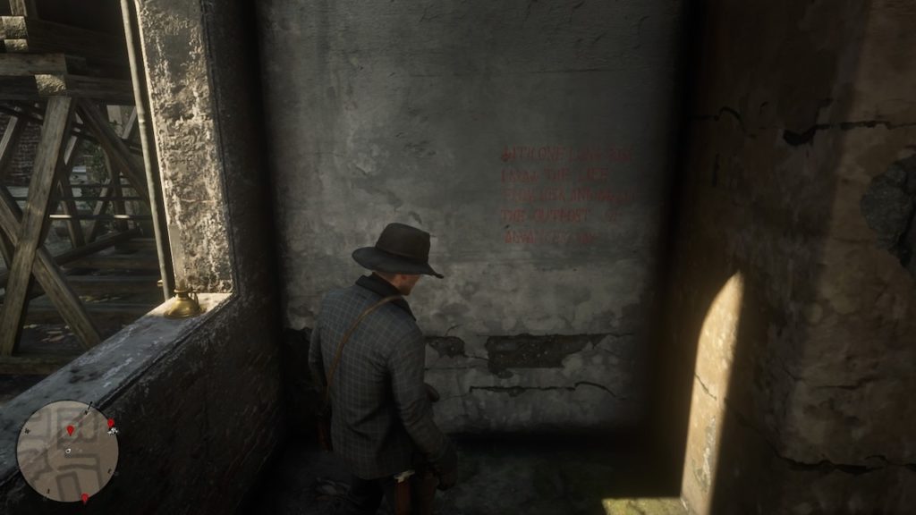 red dead 2 alleyway graffiti