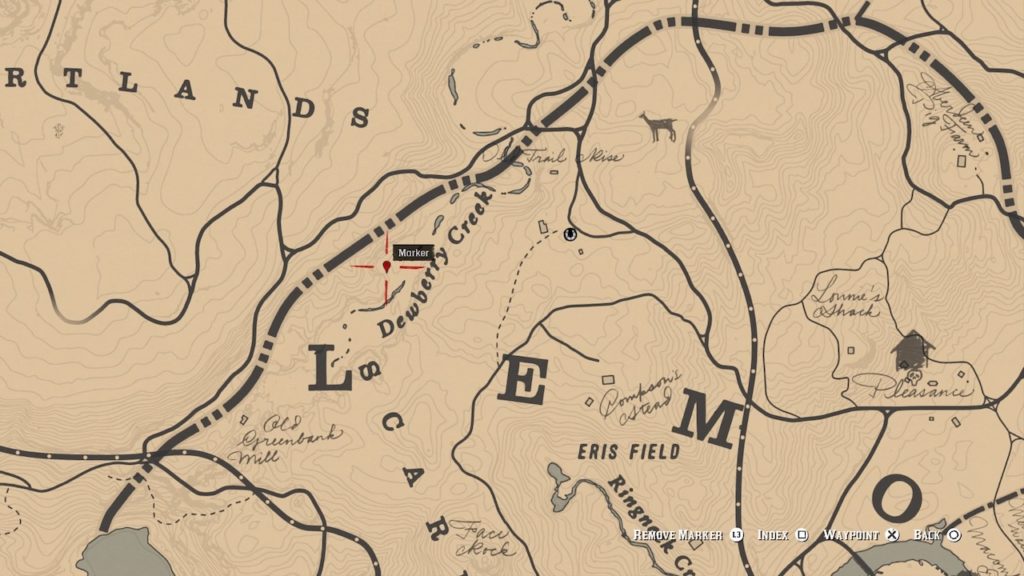 red dead 2 dewberry creek north bone map