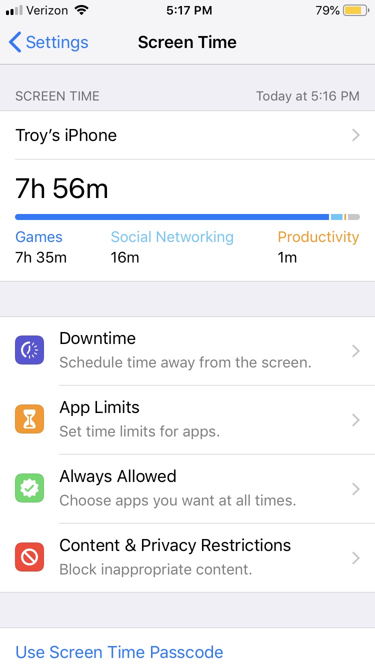 iPhone parental controls