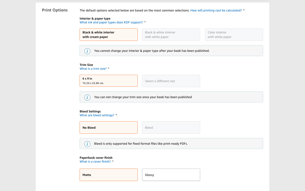 Kindle direct publishing options