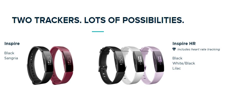 Fitbit Inspire bracelet colors