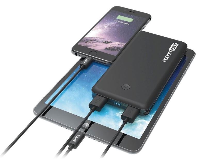 PocketJuice charger charging iPad and iPhone