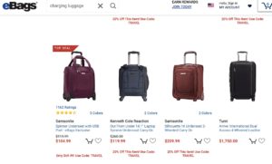 eBags smart luggage different brands