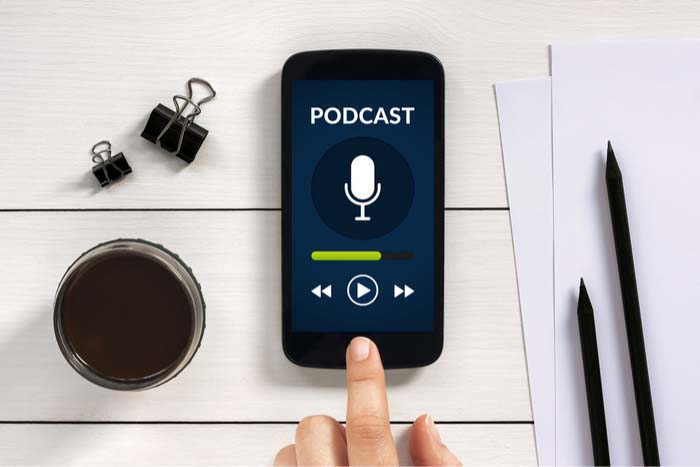 Podcast symbol on phone