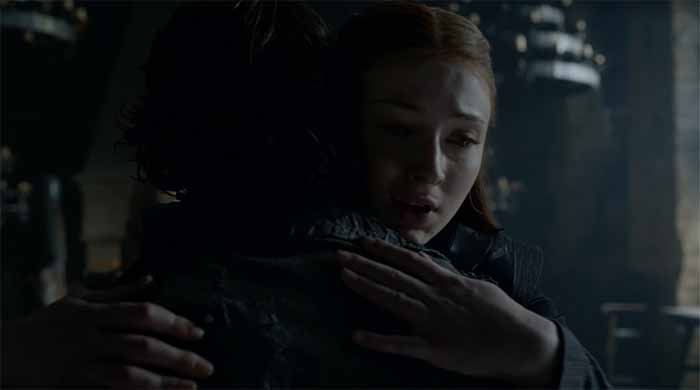 Sansa hugs Theon