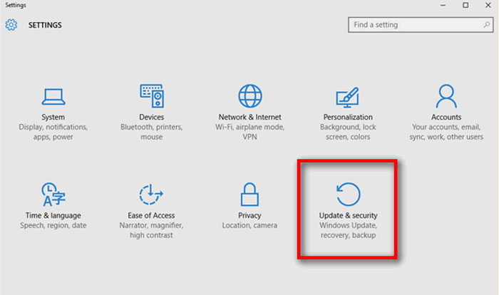 How to get to Update and security