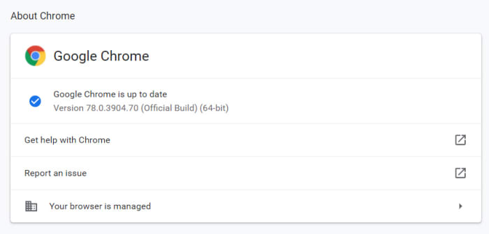 Google Chrome up to date