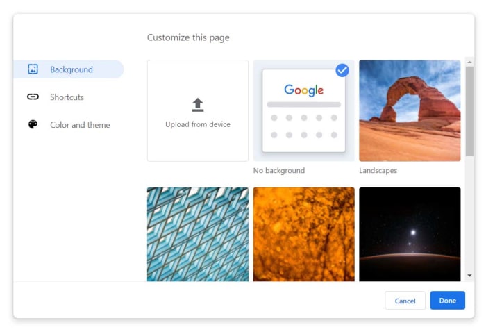 Chrome backgrounds and themes