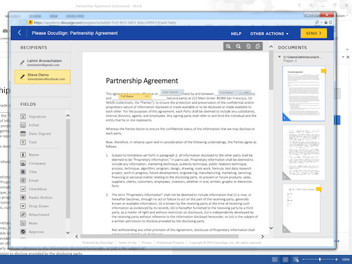 Docusign word add in