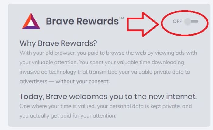 turn on Brave Rewards