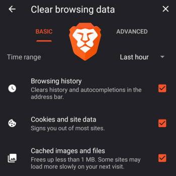 Clear browser hist5ory on Brave