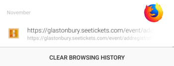 Clear browser history on Firefox for Android