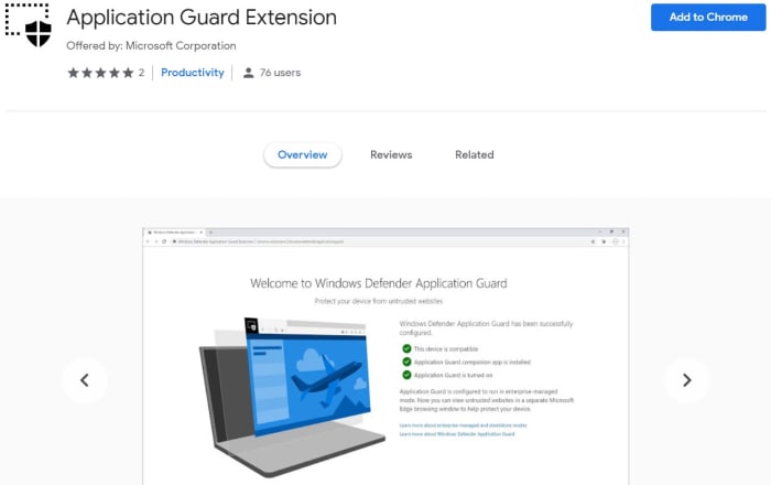 Application Guard Extension Google Chrome