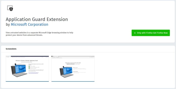 Application Guard extension Firefox