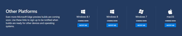 Different Edge builds for different Edge platforms
