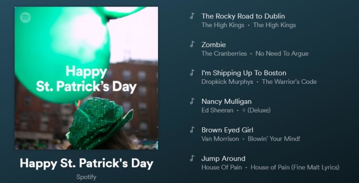 Spotify st patricks day playlist