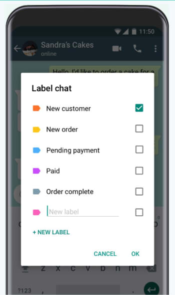 Labels provide a great way for Businesses to organize their chats