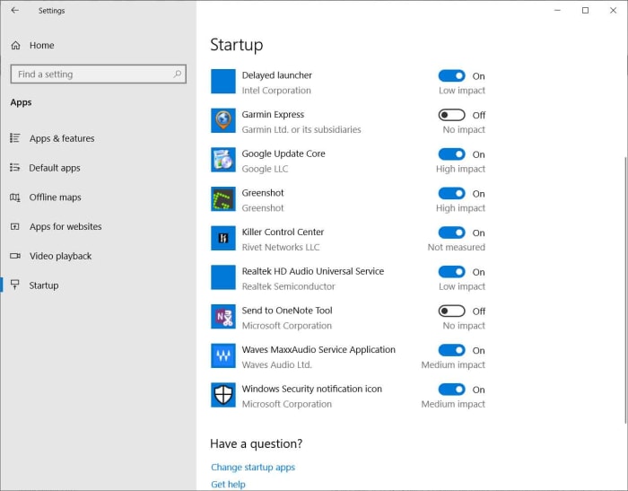 Windows 10 startup apps