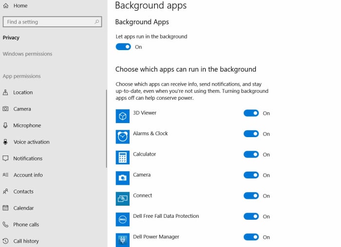 windows 10 background apps