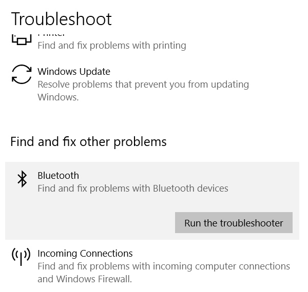Bluetooth troubleshooter