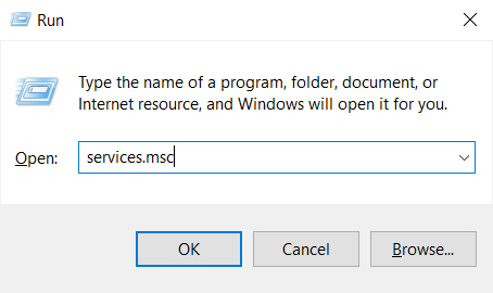 run services.msc on Windows 10