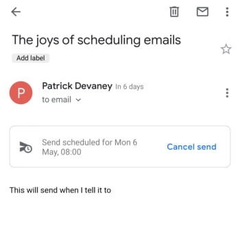 schedule an email using gmail on mobile