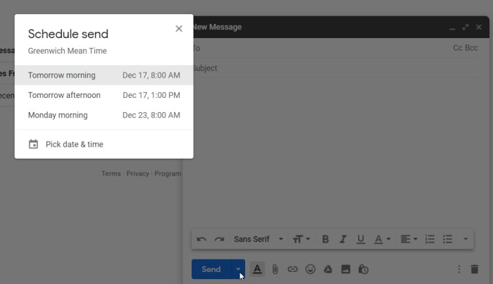 Gmail schedule send