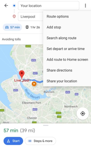 Add stop to Google Maps directions