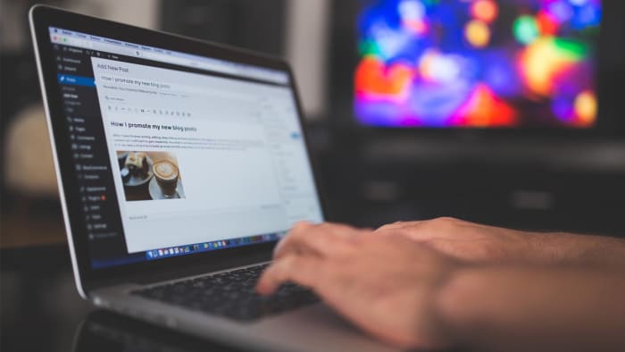 A webpage on a laptop