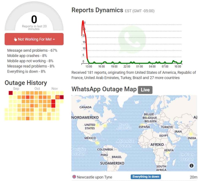 WhatsApp outage report