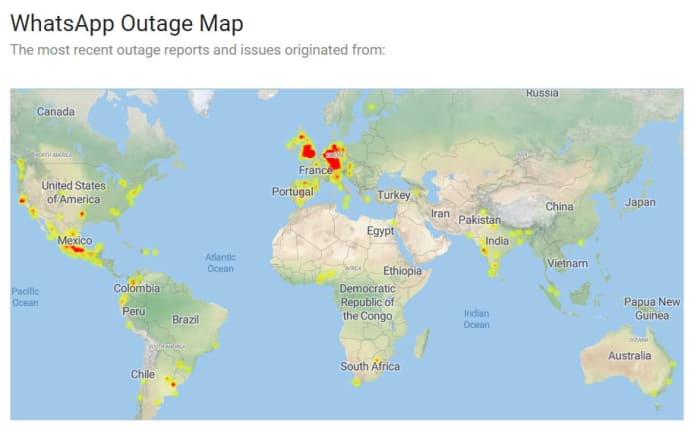 WhatsApp outage map