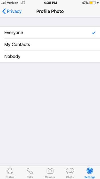 WhatsApp profile