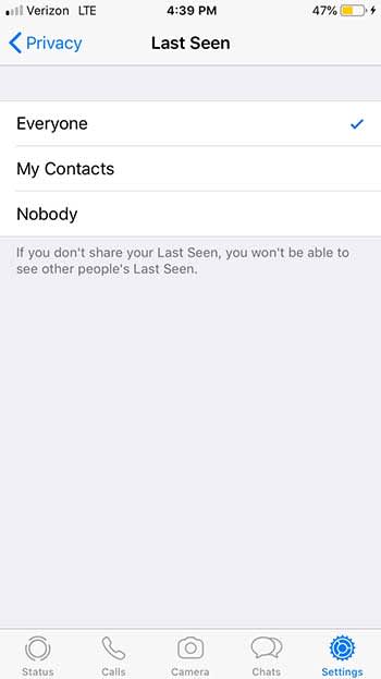 WhatsApp incognito