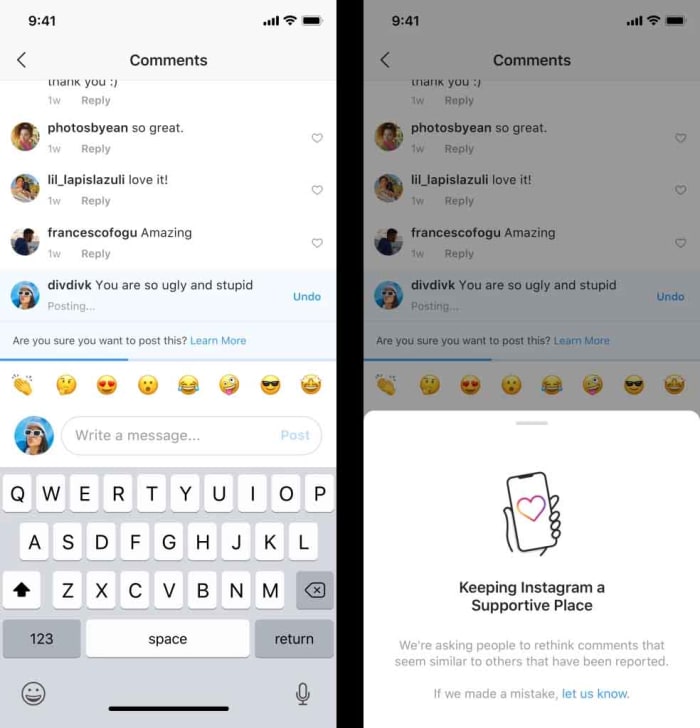 Instagram screenshots